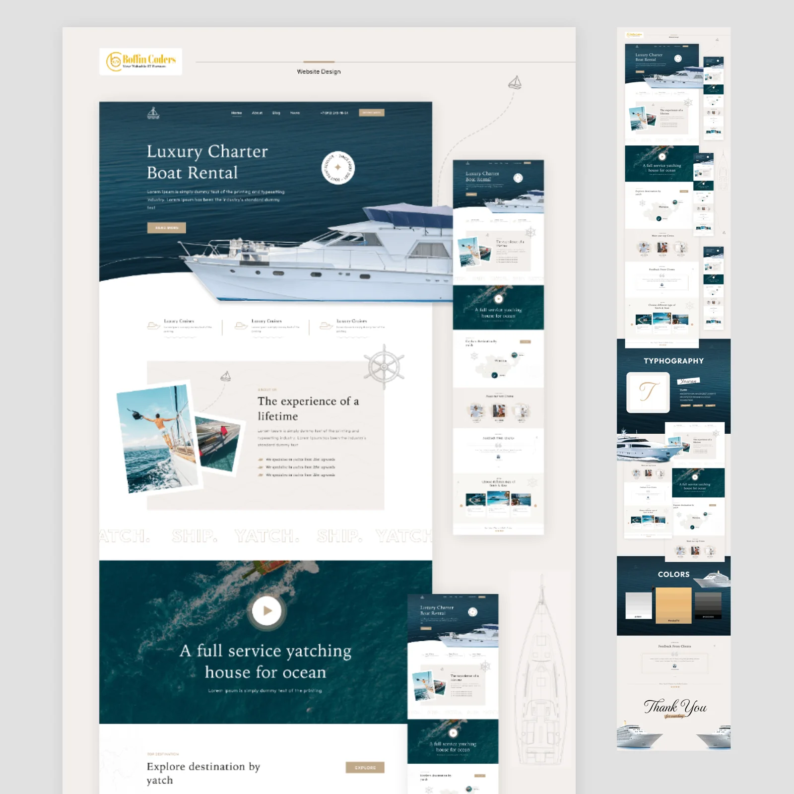  Luxury Charter Boat Rental Website UI