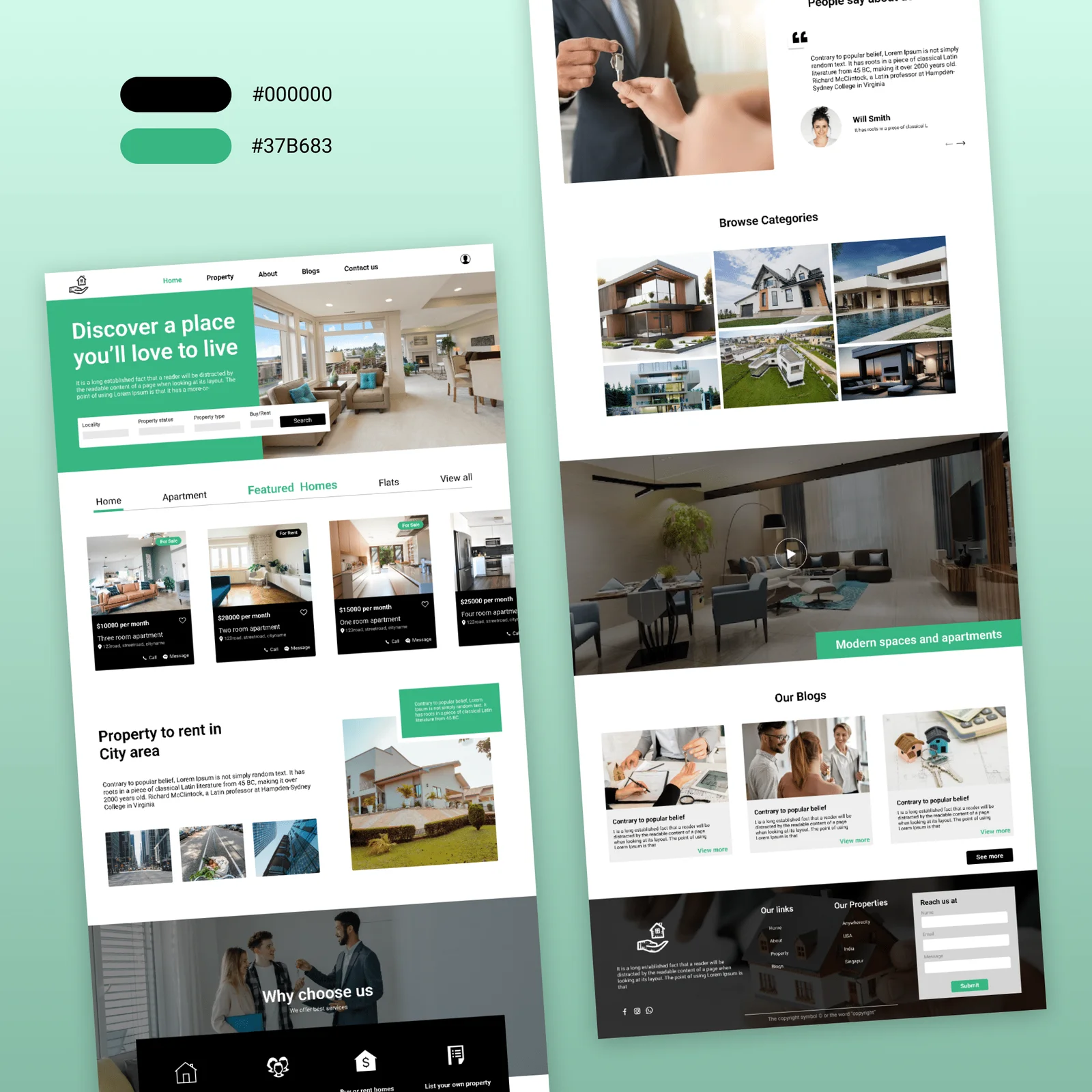 Real Estate landing page UI
